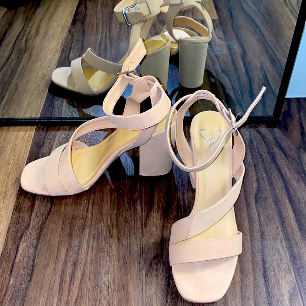 Nude strappy 4” heels